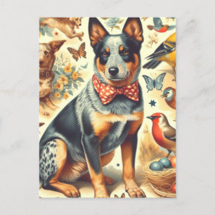Vintage Australian Cattle Dog Painting Postcard