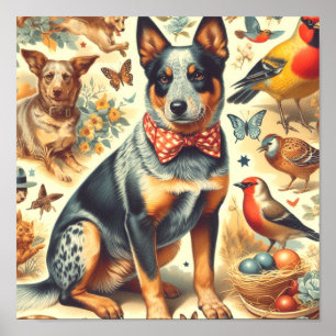 Vintage Australian Cattle Dog Painting Poster