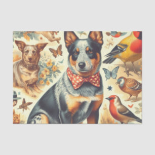 Vintage Australian Cattle Dog Painting Tissue Paper