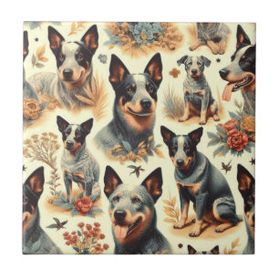 Vintage Australian Cattle Seamless Ceramic Tile