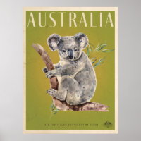 Vintage Australian Koala travel poster
