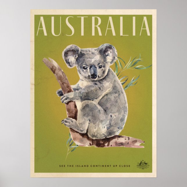 Vintage Australian Koala travel poster (Front)