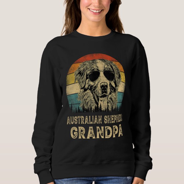 Vintage Australian Shepherd Grandpa Dog  Father s  Sweatshirt (Front)