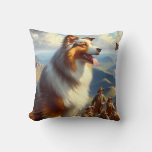 Vintage Australian Shepherd  Painting Cushion