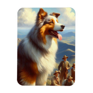 Vintage Australian Shepherd  Painting Magnet