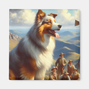 Vintage Australian Shepherd Painting Magnet