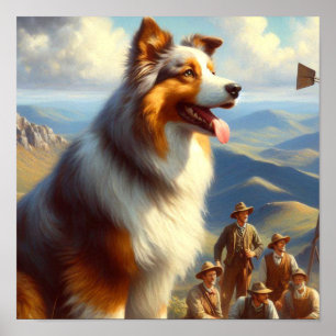 Vintage Australian Shepherd  Painting Poster