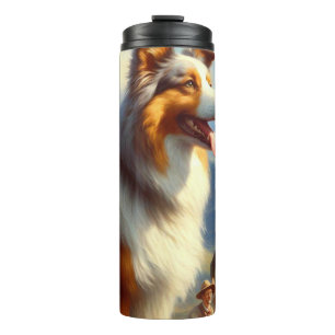Vintage Australian Shepherd Painting Thermal Tumbler
