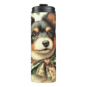 Vintage Australian Terrier Painting Illustration Thermal Tumbler