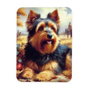 Vintage Australian Terrier Painting Magnet
