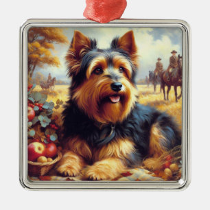Vintage Australian Terrier Painting Metal Ornament