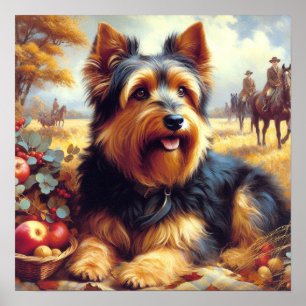 Vintage Australian Terrier Painting Poster
