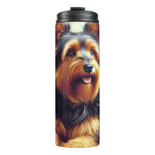 Vintage Australian Terrier Painting Thermal Tumbler