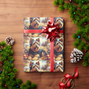 Vintage Australian Terrier Painting Wrapping Paper
