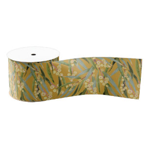 Vintage Australian Wattle Pattern Grosgrain Ribbon