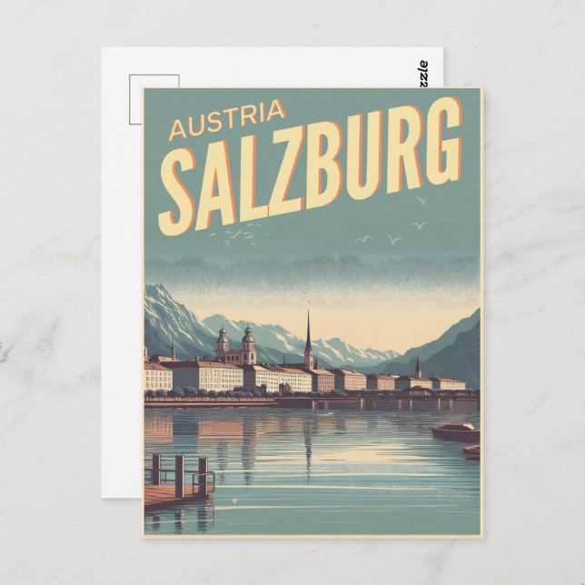 Vintage Austria capital salzburg skyline Postcard (Front/Back)