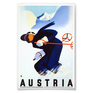 Vintage Austria Skiing Travel Poster