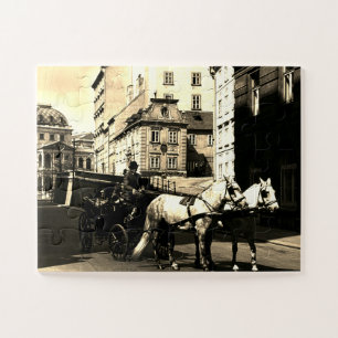 Vintage Austria Vienna Dreimaderlhaus Fiaker Jigsaw Puzzle