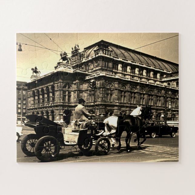 Vintage Austria Vienna Fiaker Staatsoper opera Jigsaw Puzzle (Horizontal)