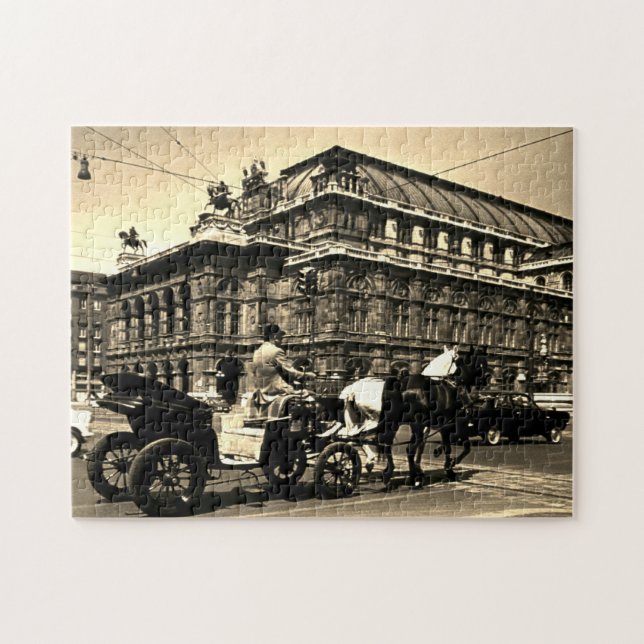 Vintage Austria Vienna Fiaker Staatsoper opera Jigsaw Puzzle (Horizontal)