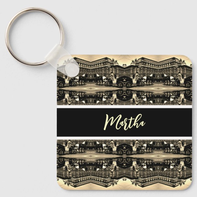 Vintage Austria Vienna Fiaker Staatsoper opera Key Ring (Front)