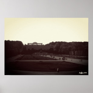 Vintage Austria Vienna Schonbrunn Gardens Poster
