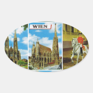 Vintage Austria, Wien, Vienna, Multiview Oval Sticker