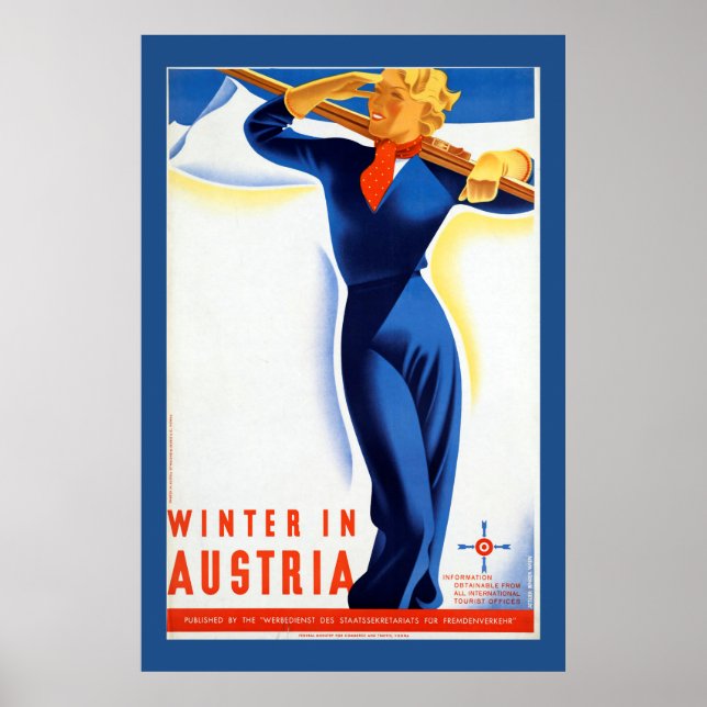Vintage Austrian Skiing Poster (Front)