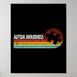 Vintage Autism Awareness Month Puzzle Piece Men Wo Poster