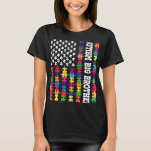 Vintage Autism Big Brother Patriotic Puzzle Americ T-Shirt