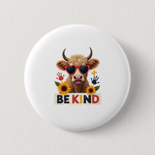 Vintage Autism Highland Cow Be Kind Rainbow Puzzle 6 Cm Round Badge