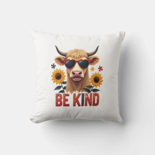 Vintage Autism Highland Cow Be Kind Rainbow Puzzle Cushion