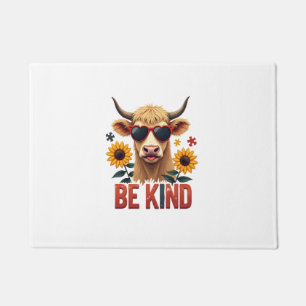 Vintage Autism Highland Cow Be Kind Rainbow Puzzle Doormat