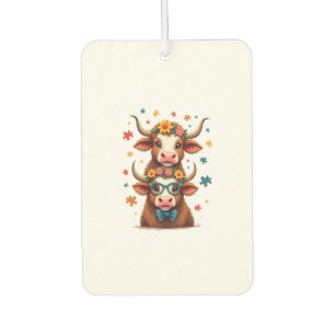Vintage Autism Highland Cow Trio Peeking Cute Cow Car Air Freshener