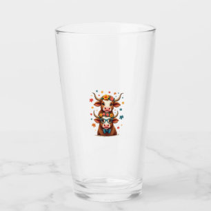 Vintage Autism Highland Cow Trio Peeking Cute Cow Glass