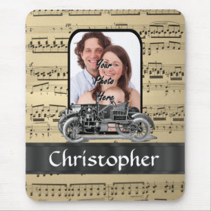Vintage auto and music sheet mouse pad