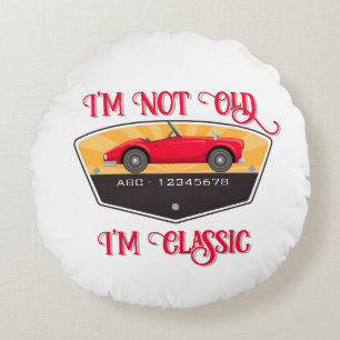 Vintage Auto Enthusiast Round Cushion