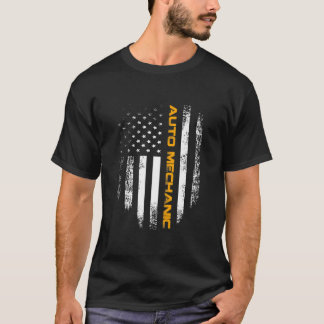 Vintage Auto Mechanic With American Flag Cool T-Shirt