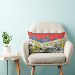 Vintage Auto Mechanics Complete Car Service Garage Lumbar Cushion