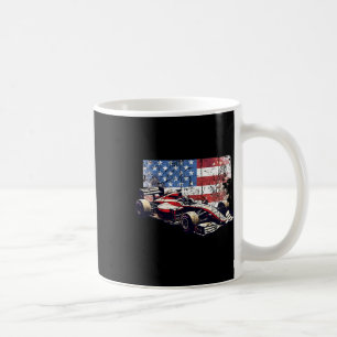 Vintage Auto Racing Car American Flag 4th Of July  Coffee Mug