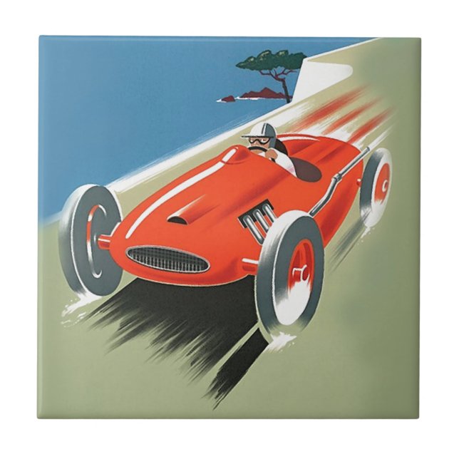 Vintage Auto Racing Ceramic Tile (Front)
