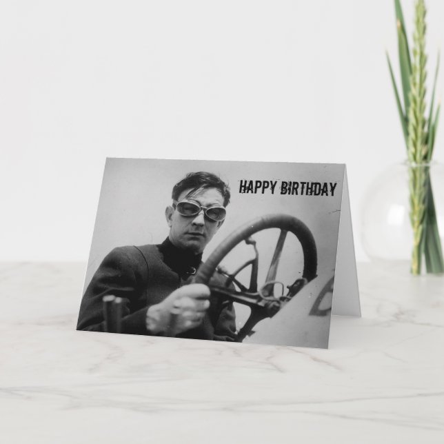 Vintage Auto Racing Guy Birthday Card (Front)