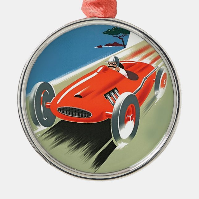 Vintage Auto Racing Metal Ornament (Front)