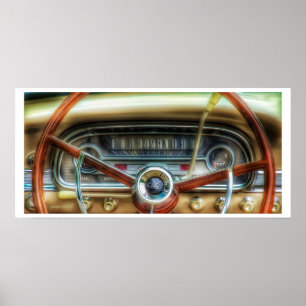 Vintage Automobile Dashboard Poster Print