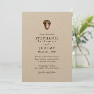 Vintage Autumn Acorn Wedding Invitation