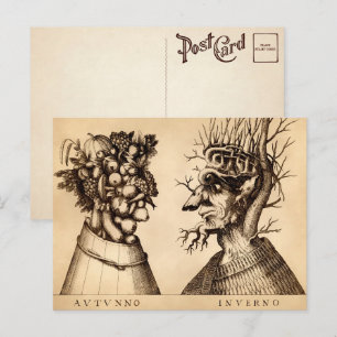 Vintage Autumn and Winter Art Postcard