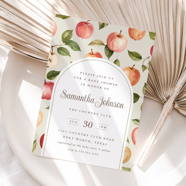 Vintage Autumn Apple Baby Shower Themed Invitation (Creator Uploaded)