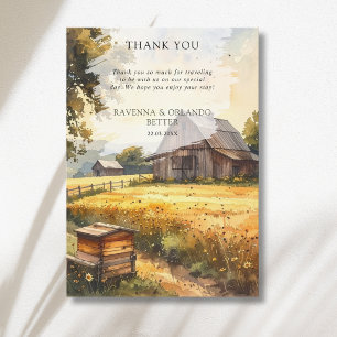 Vintage Autumn Barn Meadow Wedding Thank You Card
