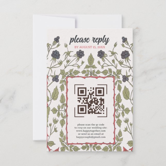 Vintage Autumn Blackberries RSVP Card (Front)