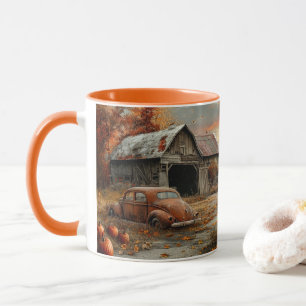 Vintage Autumn Country Road and Barn Mug